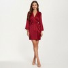 Anna-Kaci Lounge Women's Satin Short Robe with Wrap Front Design and Adjustable Tie Waist in Smooth Lightweight Silky Fabric - 3 of 4