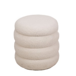 Nordlys Bouclé Pouf with Storage Vintage Style Upholstery Living Room - 1 of 4