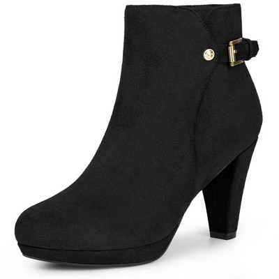 Perphy Women's Round Toe Zipper Platform Block Heel Ankle Boots