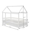 Single-Person Low-Profile Wood Bed with House-Style Roof and Fence Railings - 4 of 4