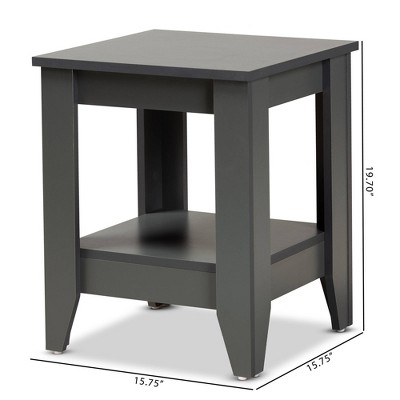 Audra Compact Square Grey Wood End Table with Shelf