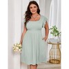 Plus Size Women's Double Sleeve Mini Dress with Pockets Ribbed Textured Casual Bodycon Outfit - 2 of 4