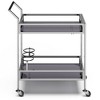 WyndenHall Snell Bar Cart Chrome: Modern Glass & Steel, Fixed Shelf, Indoor Use, 100 lbs Capacity - 3 of 4