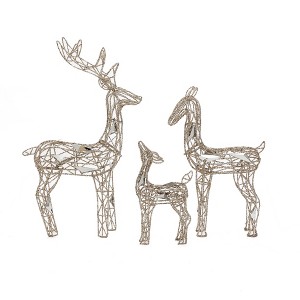 LuxenHome 3-Piece Gold Glitter Deer Family Outdoor Holiday Decoration with Lights Brown - 1 of 4