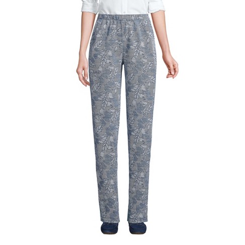 Lands' End Women's Sport Knit High Rise Elastic Waist Pull On Pant - Print  - Small - Deep Sea Navy Chevron Floral : Target