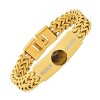 Steeltime Men's 18k Gold Plated Stainless Steel Tiger Eye And Simulated Diamonds Double Wheat Link Bracelet - 2 of 4