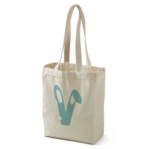Bunny Monogram Canvas Tote Bags, Blue - 1 of 2