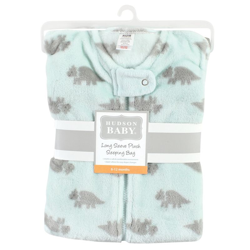 Hudson Baby Infant Boy Plush Sleeping Bag, Sack, Blanket, Long-Sleeve Triceratops, 2 of 3