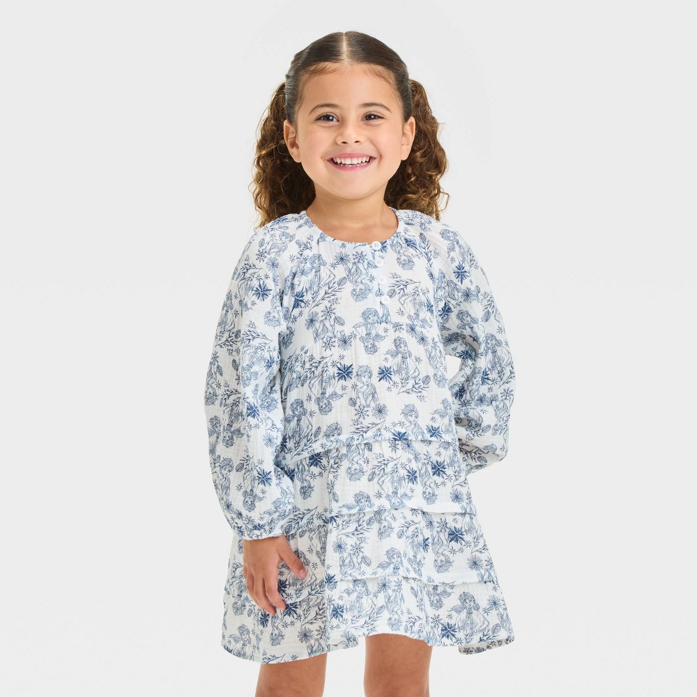 Toddler Girls' Disney Frozen Elsa Crinkle Gauze Dress - Blue 5T -  90649995