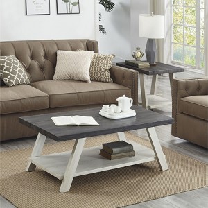 NicBex Contemporary 2-Tier Trapezoid Coffee Table with Storage Shelf,Wooden Center Table for Living Room,Living Room Furniture - 1 of 4