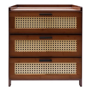 YIYIBYUS Mid-Century Nightstand with Drawer, Modern Bamboo End Table for Small Spaces, Tea Color - 1 of 4