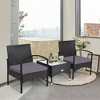 Tangkula 3 PCS Patio Wicker Rattan Furniture Set Coffee Table & 2 Rattan Chair w/ Cushion Grey - 4 of 4
