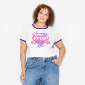 Adult Poppi I'm Loved Ribbed Short Sleeve Graphic T-Shirt - White - 1 of 4