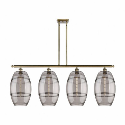 Vaz - 4 Light Stem Hung Island In Industrial Style-19 Inches Tall and 48.25 Inches Wide