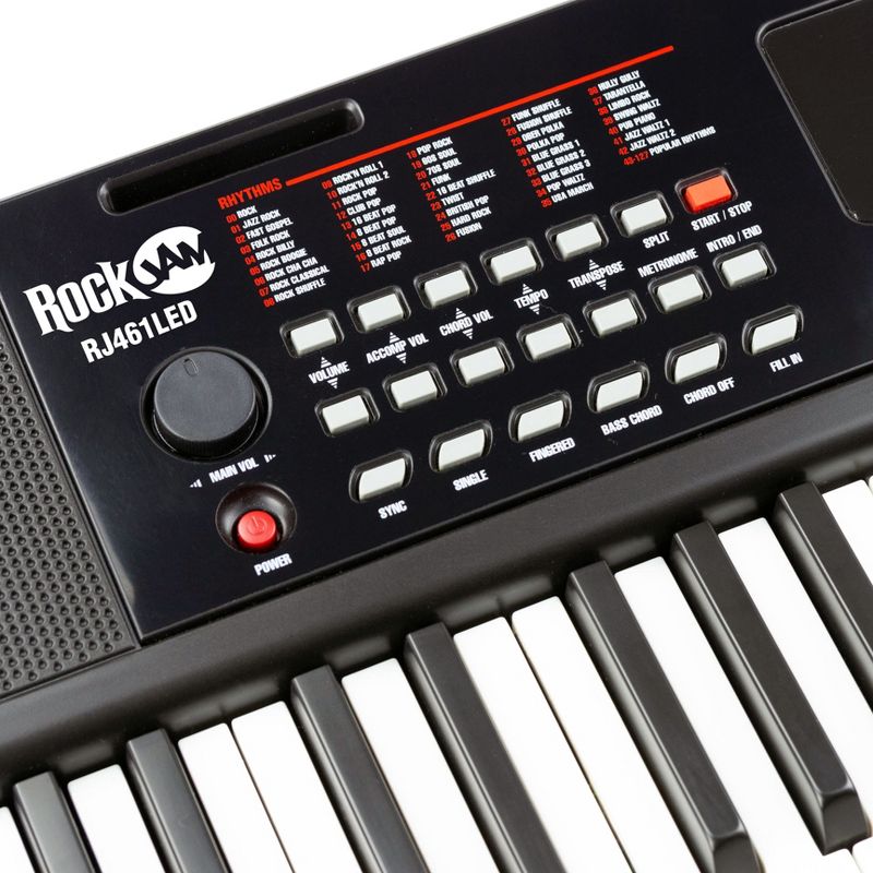 RockJam RJ461LED 61-Key Keyboard Piano with Keynote Stickers & Lessons, 4 of 9