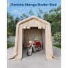 Outdoor Portable Storage Shed with Roll-Up Door & Vent,240G Heavy-Duty Shelter Waterproof PE Tarp,UV-Resistant Storage Sheds for Motorcycle,Firewood - 3 of 4