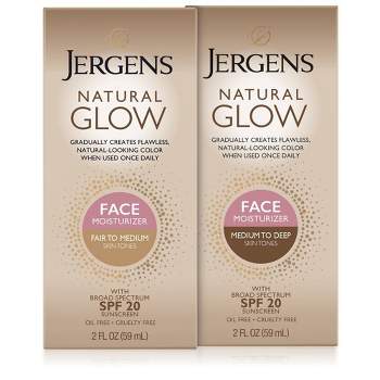 Jergens Natural Glow Face Moisturizer, Self Tanner, Daily Face Sunscreen - SPF 20 - 2 fl oz