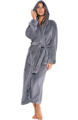 ADR Plush Fleece Women's Robe, Long Hooded Women's Bathrobe, Soft Cozy Women's Bath Robe & Plus Sizes