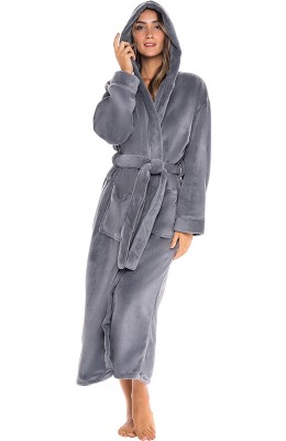 Women's Warm Winter Robe, Plush Fleece Full Length Long Hooded