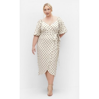 Women's Plus Size Claudine Print Dress - cream | CITY CHIC