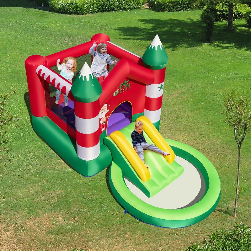 Costway Inflatable Bounce House Kids Christmas w/ Slide & Trampoline & Pool Without Blower, 3 of 11
