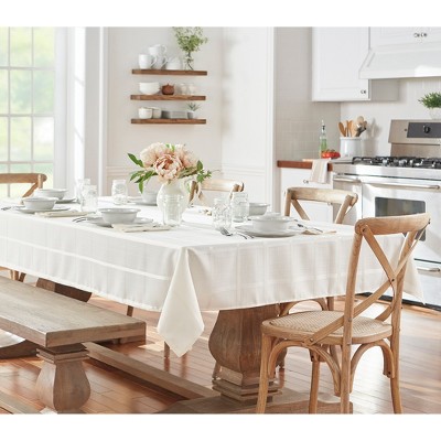 Beige Rectangular Stain-Resistant Polyester Tablecloth