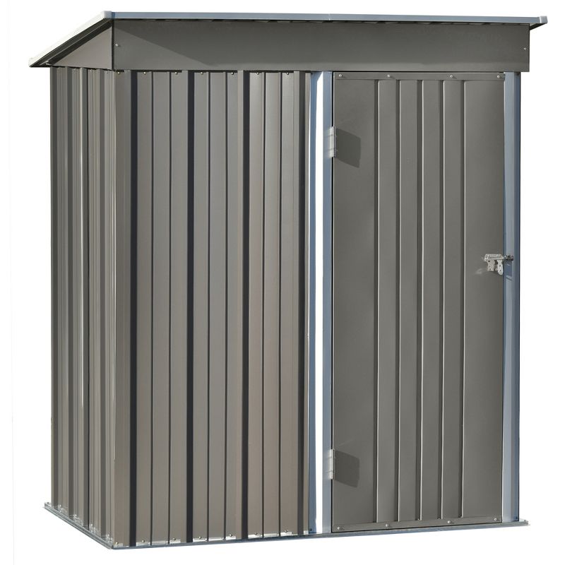 Patio 5ft x 3ft Garden Shed, Metal Lean-to Storage Shed with Lockable Door-ModernLuxe, 5 of 13