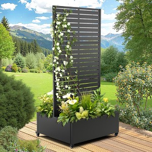 TUYOHW Metal Planter Box with Trellis, Metal Raised Garden Bed with Trellis, Garden Box for Climbing Plants, Flower - 1 of 4