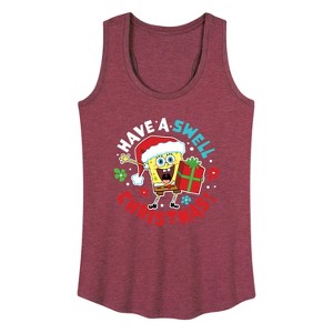 Women's - SpongeBob SquarePants - Have A Swell Christmas Graphic Racerback Tank - 1 of 4