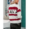 Womens Casual Christmas Pullover Sweaters Reindeer Jacquard Crew Neck Knitted Tops Loose Fit Red L - 3 of 4