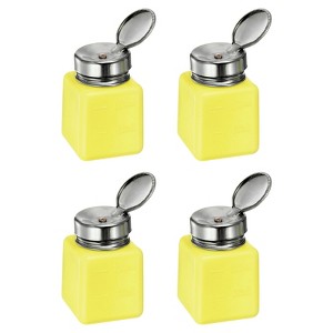 Unique Bargains Makeup Remover Nail Polish Push Down Alcohol Dispenser Bottles 4 Pcs 120ML(4oz) Yellow - 1 of 4