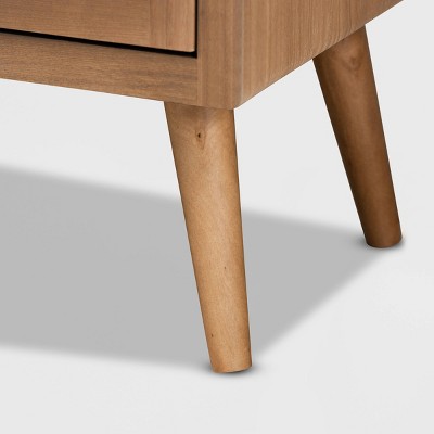 Alina Medium Oak and Rattan 2-Door Accent Storage Cabinet