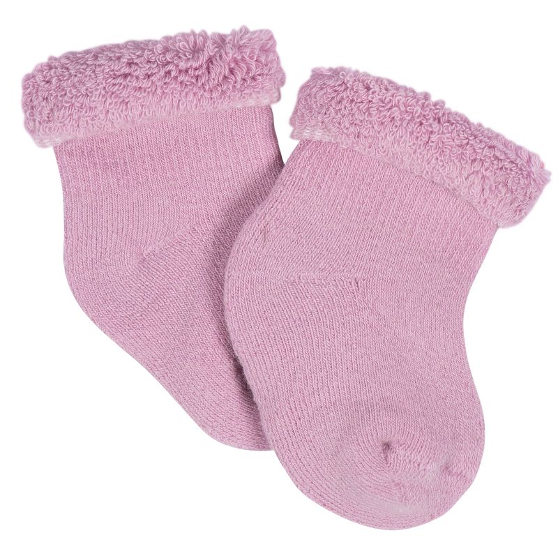 Gerber Baby Girls' 12-Pack Terry Wiggle Proof® Socks Lavender Garden, 2 of 10