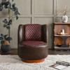 KINWELL Two-Tone Tufted Leather Swivel Chair, 29" W Top-Grain Genuine Leather Upholstered Accent Chair - 2 of 4