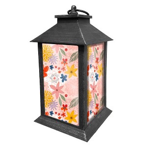 Briarwood Lane Everyday Lantern 13.5" x 5.5" x 5.5" Colorful Flowers Lantern - 1 of 1