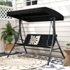 Tangkula 3-Person Porch Swing w/ Stand w/ Rattan Seat Back Metal Frame Adjustable Shade - 2 of 4