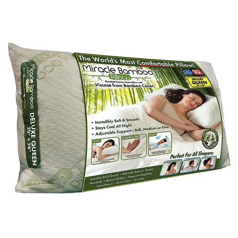 As Seen on TV Miracle Bamboo Pillow, Queen Shredded Memory Foam Pillow with Viscose From Bamboo Cover - image 1 of 4