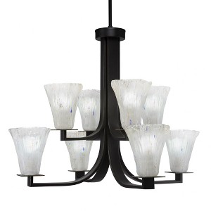 Toltec Lighting Apollo 8 - Light Chandelier in  Dark Granite with 5.5" Fluted Frosted Crystal Shade - 1 of 1
