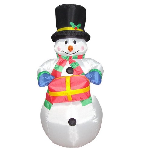 Northlight 5' Airblown Inflatable Snowman With Gift Lighted Christmas ...