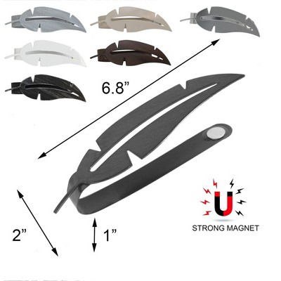 Gray Metal Feather Curtain Tieback with Magnetic Closure