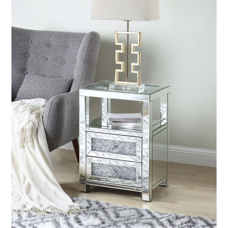 18&#34; Noralie Accent Table Faux Mirrored Diamonds - Acme Furniture, 6 of 7