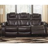 Warnerton Power Recliner Sofa with Adjustable Headrest Chocolate - Signature Design by Ashley: USB Port, Cup Holder, Storage - 2 of 4