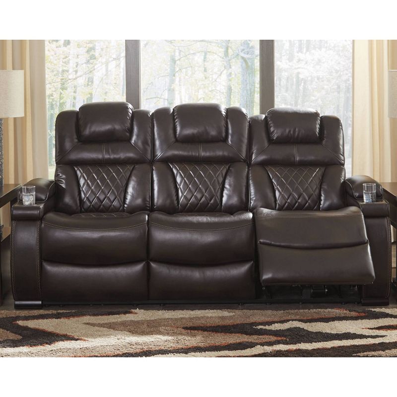 Warnerton Power Recliner Sofa with Adjustable Headrest Chocolate - Signature Design by Ashley, 3 of 15