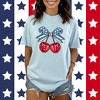 Simply Sage Market Women's Coquette Patriotic Cherries Short Sleeve Garment Dyed Tee - 2 of 2