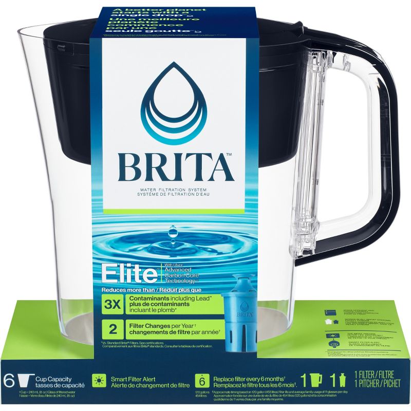 Brita Water Filter 6 Cup Denali Water Pitcher Dispenser with Elite Water Filter, 3 of 12