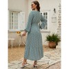 Clearlove Women's Plus Size V-Neck Long Sleeves A-Line Pleated Floor Length Formal Dress - 4 of 4