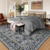 Lahome Machine Washable Large Arm Badge Floral Moro Floor Mat-Soft Carpet for Living Room, Bedroom, or Entryway-Black-8'2"x10' - 4 of 4