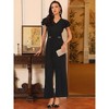 INSPIRE CHIC Women's Ruffled Short Sleeve V Neck Dressy Wide Leg Pants Jumpsuits - 3 of 4