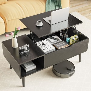Lift Tabletop Coffee Tables for Living Room with Storage Shelf and Hidden Compartment - 1 of 4