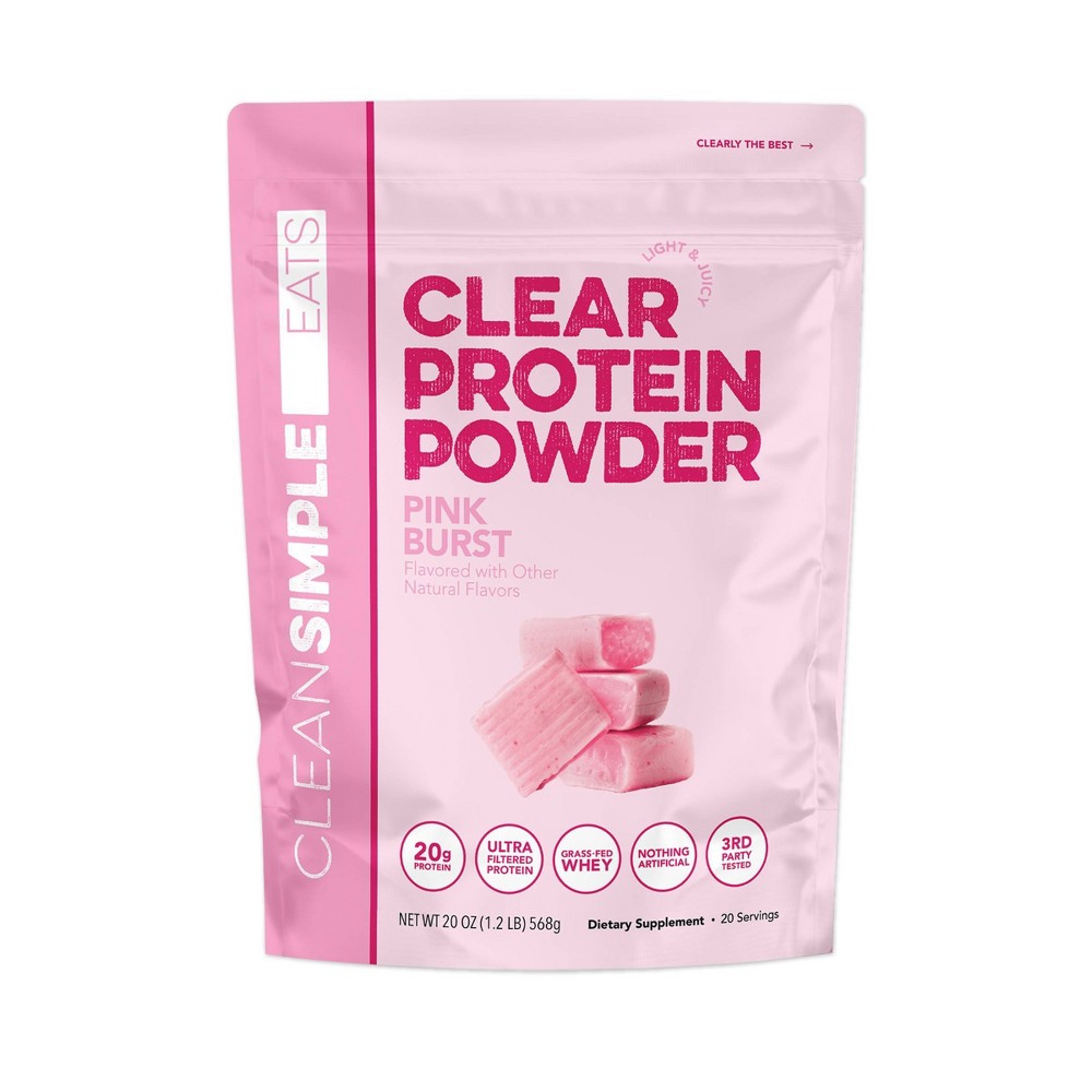 Clean Simple Eats Clear Protein Powder - Pink Burst - 20oz/20 servings: Pink Burst Flavor, Whey Isolate